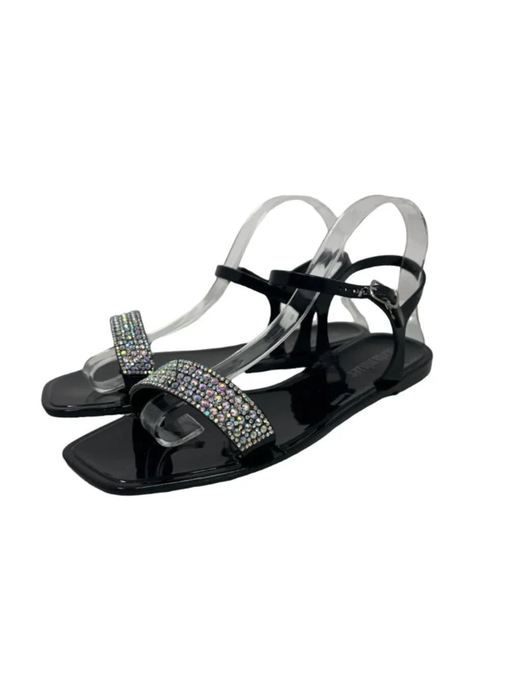 Olivia Miller Sandals Size 7 Palizzi Jelly Open Toe Rhinestone Black NWB
